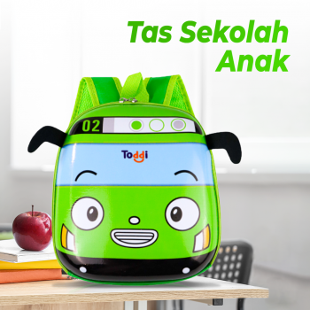 Toddi Tas Ransel Sekolah Anak Backpack Model Bus Tayo E-300 - Hijau